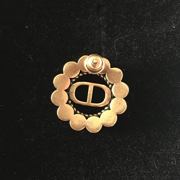 Christian Dior Gold Plated Paved Swarovski Crystal Earrings - Picture 3 of 4